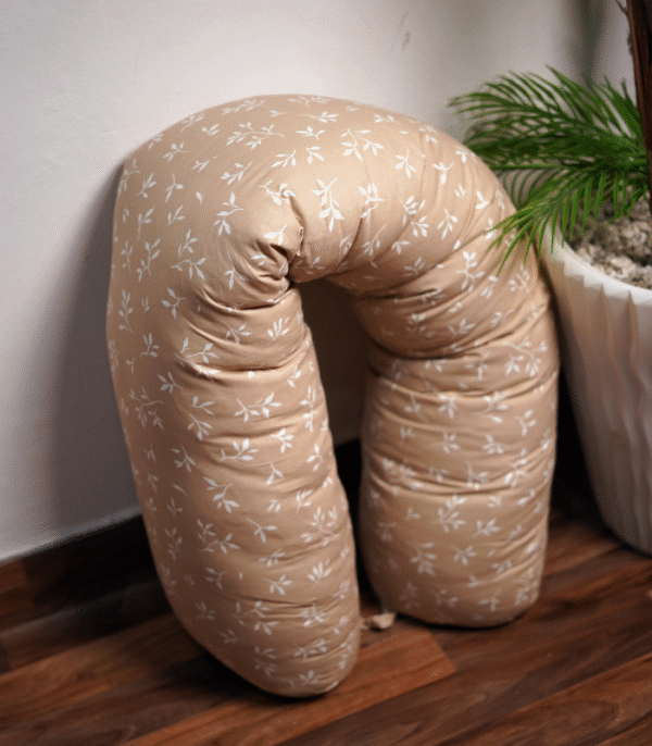 Coussin de maternité et d’allaitement 170 cm petit fleurs beige