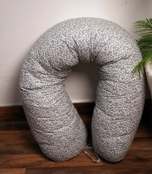 Coussin de maternité et d’allaitement 170 cm gris arbre blanc